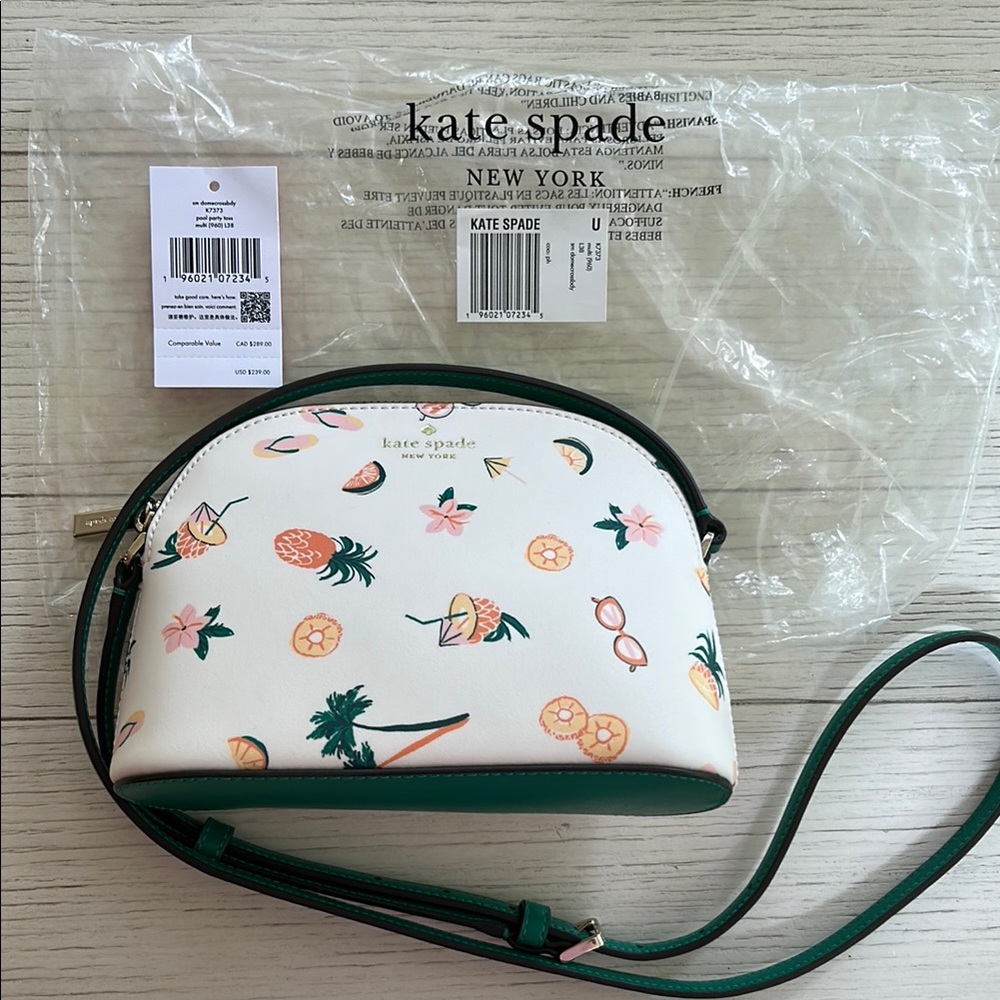 NWT Kate Spade Tropical Pineapple Print Crossbody Dome Bag Hawaii Pool Party